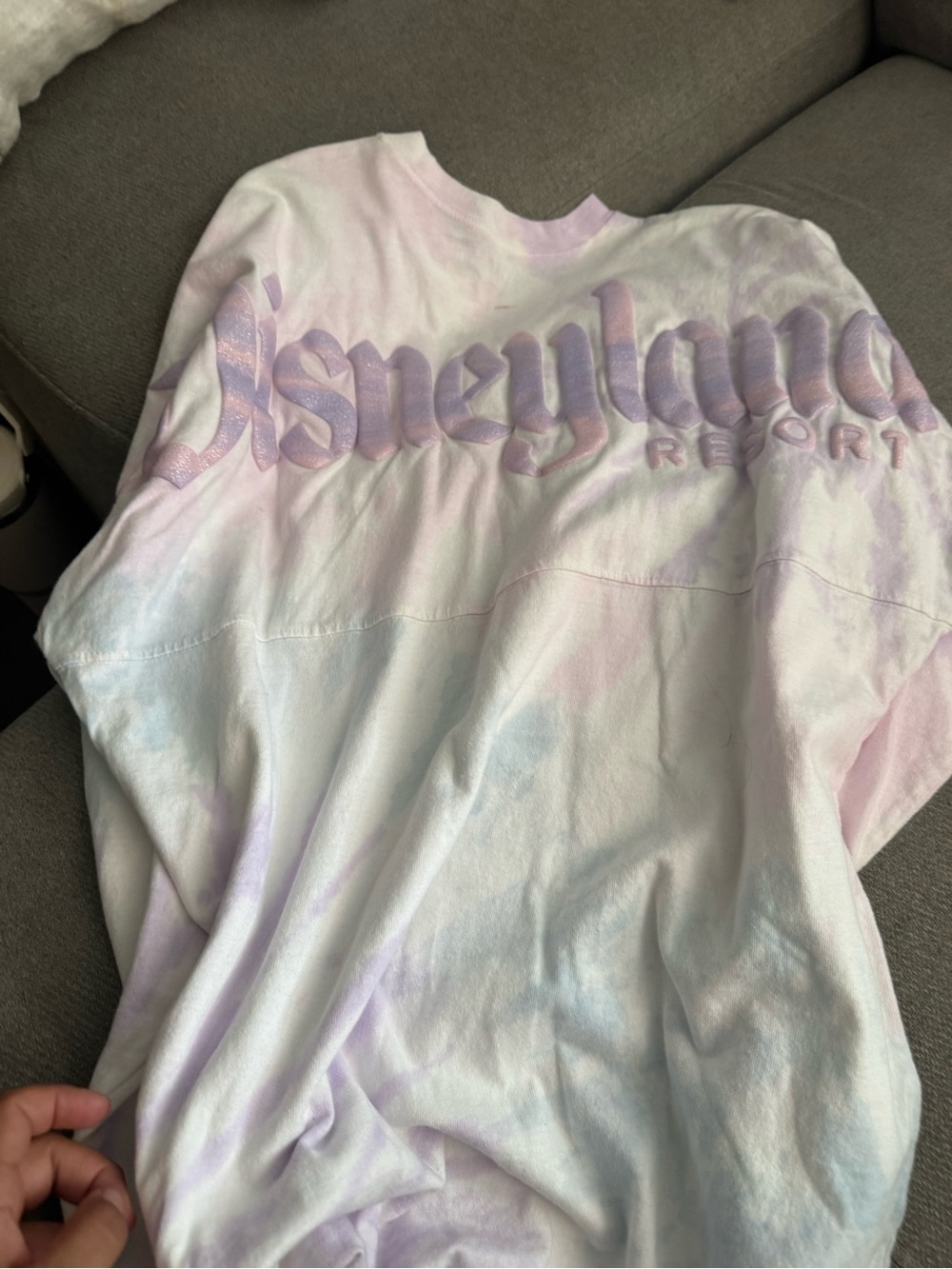 Disney Lavender and White Tie-Dye Tee with Glitter Script Logo